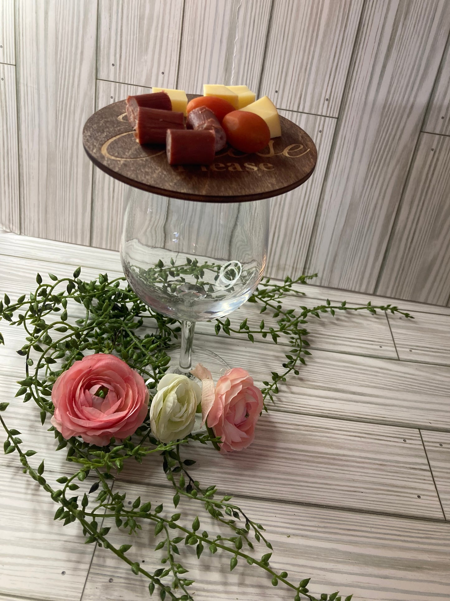 Wine Glass Charcuterie Board, Cute Personal Cheese Board