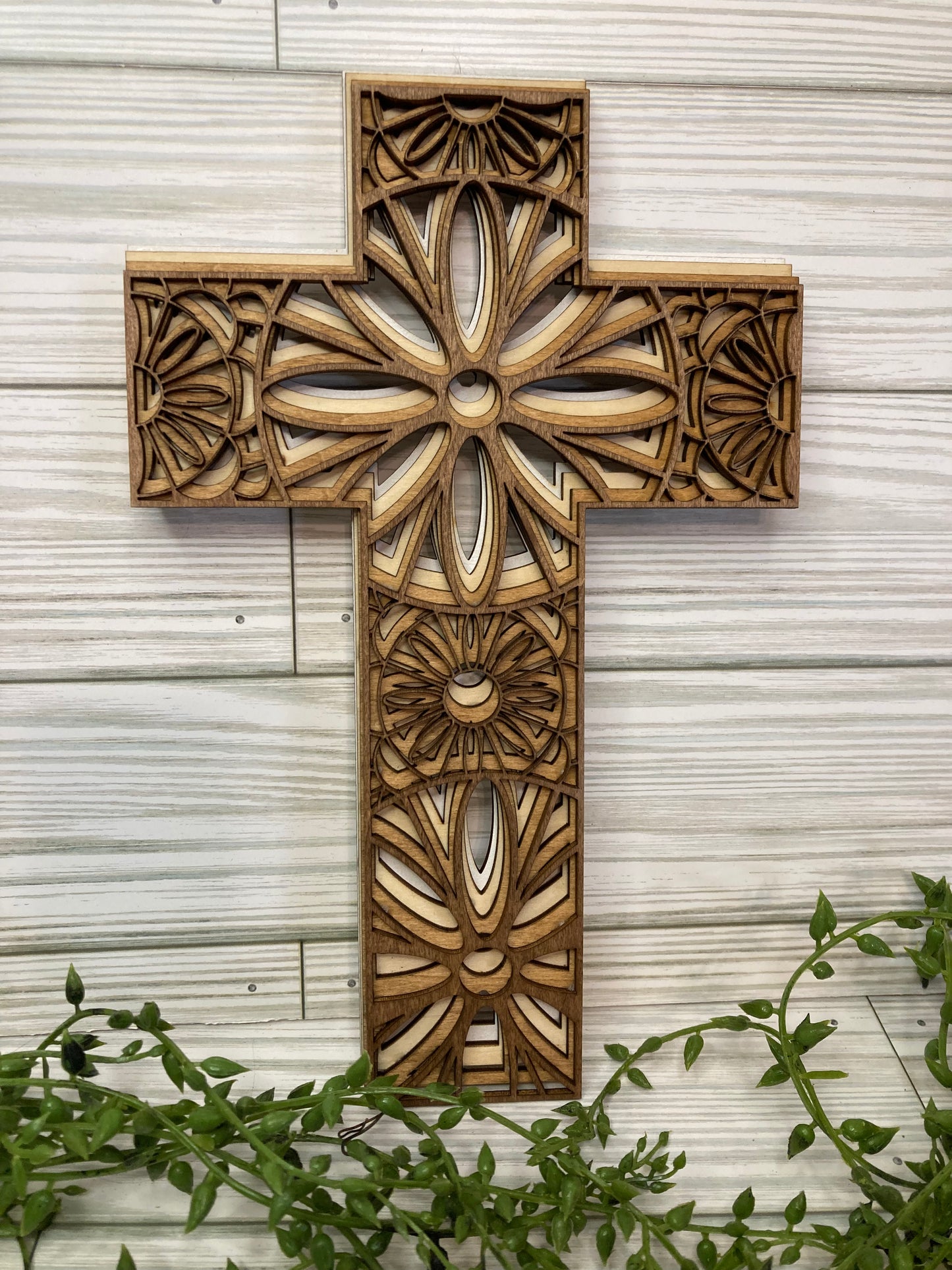 Layered Wooden Cross 9 1/2"