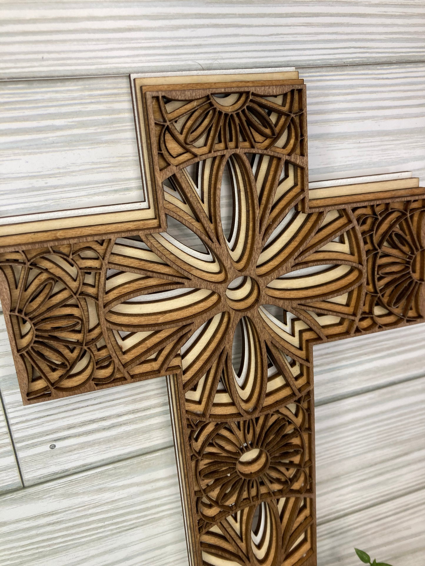 Layered Wooden Cross 9 1/2"