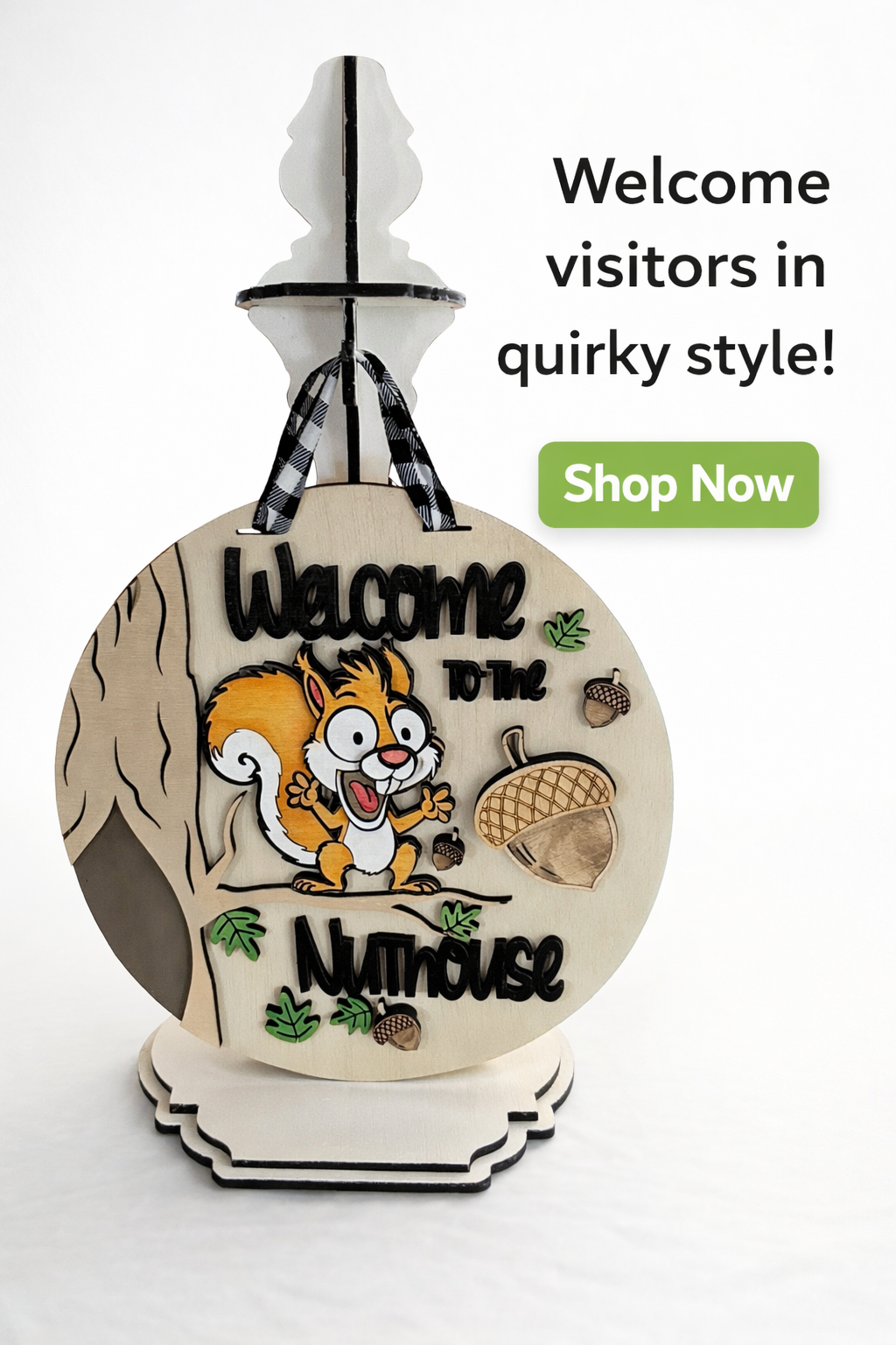 Welcome to the Nuthouse Tiered Wood Decor
