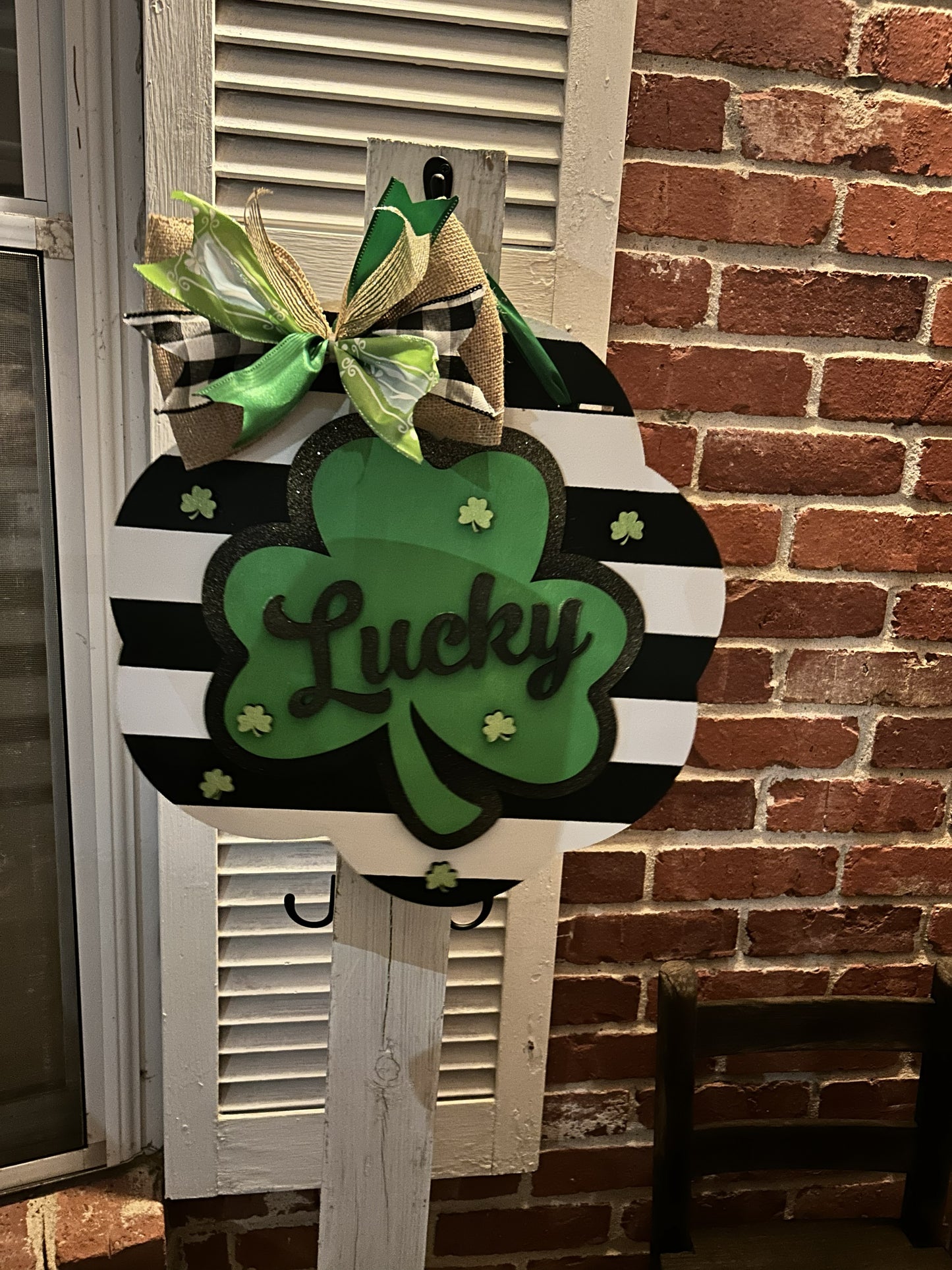 Lucky Shamrock Wooden Door Hanger- St. Patrick's Day 16"