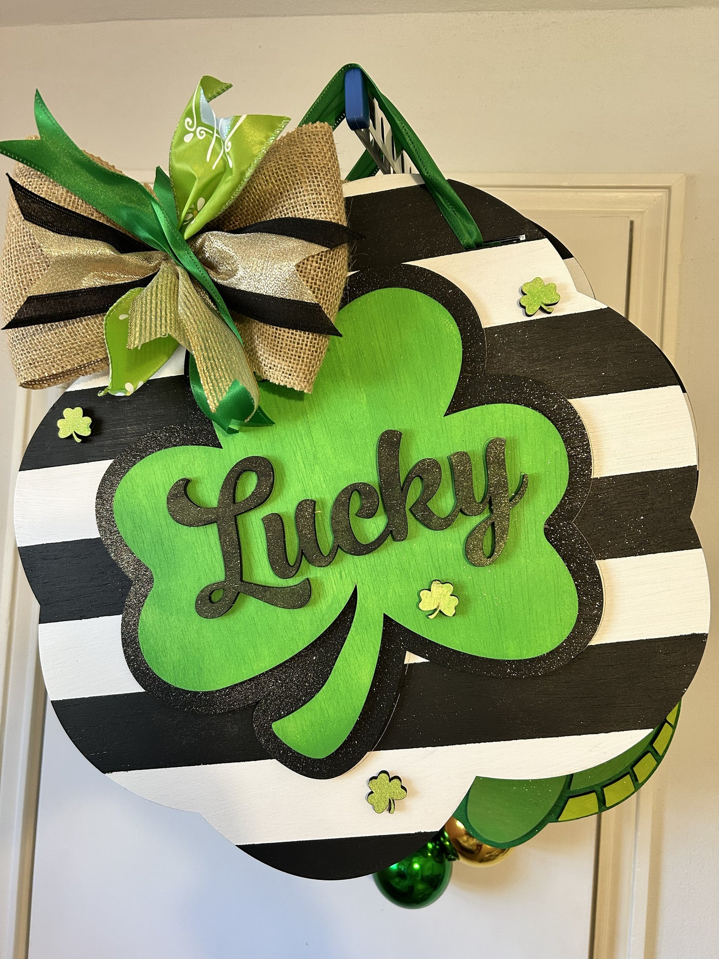 Lucky Shamrock Wooden Door Hanger- St. Patrick's Day 16"